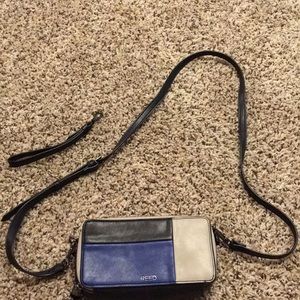 Small blue grey and black Reed purse